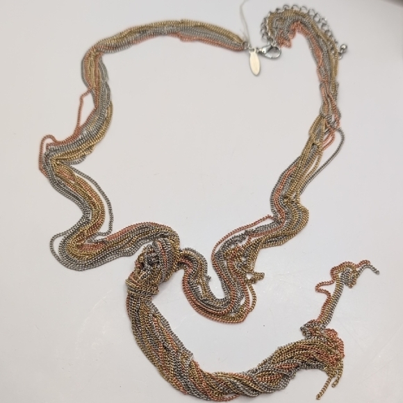 Natasha Couture Gold and Silver Lariat Necklace - Picture 4 of 5